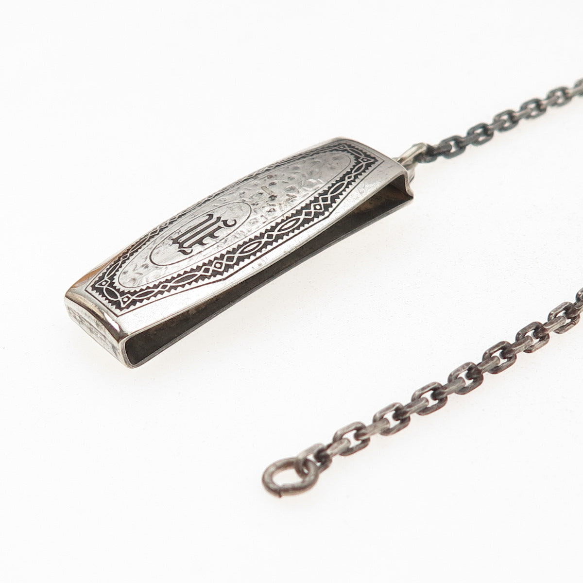 Hickok 925 Sterling Antique Art Deco Letter M Beltogram Pocket Watch Belt Loop