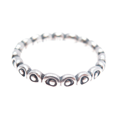 PANDORA 925 Sterling Silver Circle & Dot Stackable Celebration Band Ring Size 8