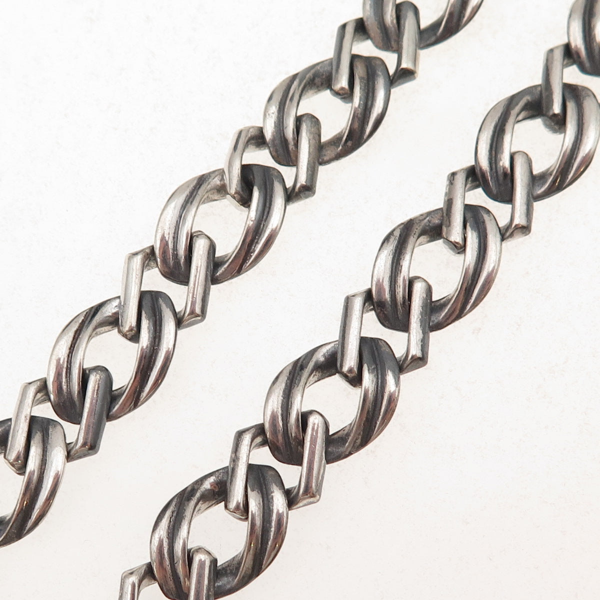 925 Sterling Silver Vintage Italy Diamond-Cable Chain Necklace 16"
