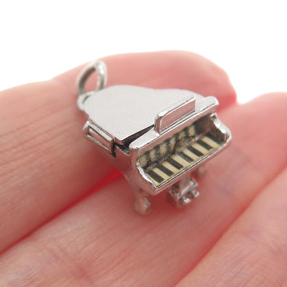 WELLS 925 Sterling Silver Vintage Piano Locket Minimalist Charm Pendant