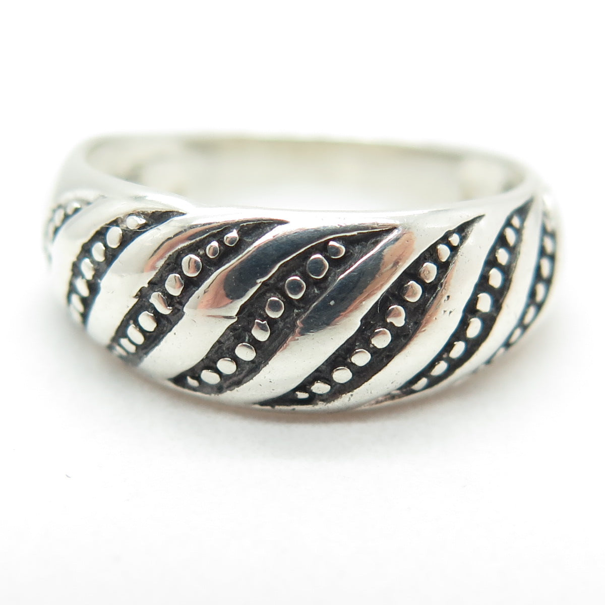 CHAPAL ZENRAY 925 Sterling Silver Vintage Animal Pattern Oxidized Ring Size 7.75