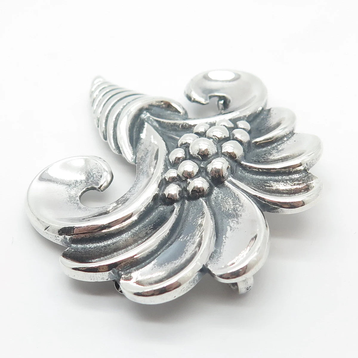925 Sterling Silver Vintage Viking Craft Reg. U.S.Patt Off. Floral Pin Brooch