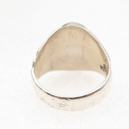 Carlos Silva 925 Sterling Silver Vintage Real Agate Modernist Ring Size 11