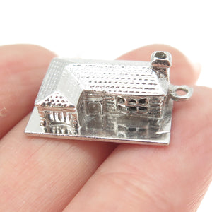 925 Sterling Silver Antique Art Deco Ranch House 3D Charm Pendant
