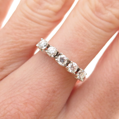 Joseph Demarco Sterling Silver Vintage Round-Cut C Z Half Eternity Ring Size 6
