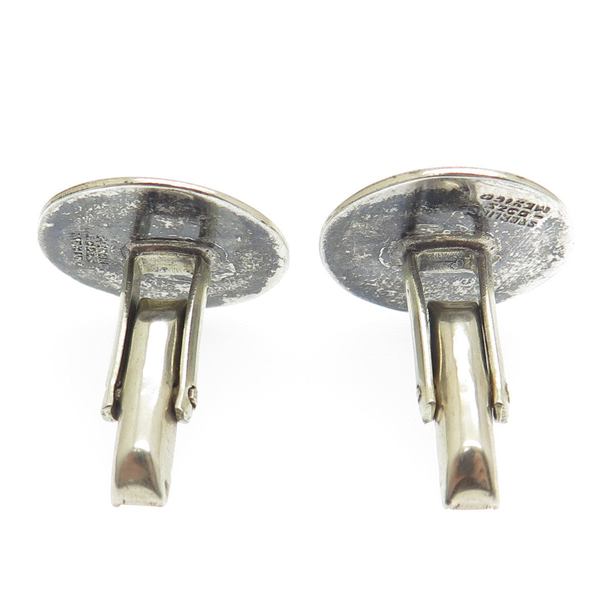 925 Sterling Silver Vintage Mexico Mayan Calendar Oxidized Cufflinks