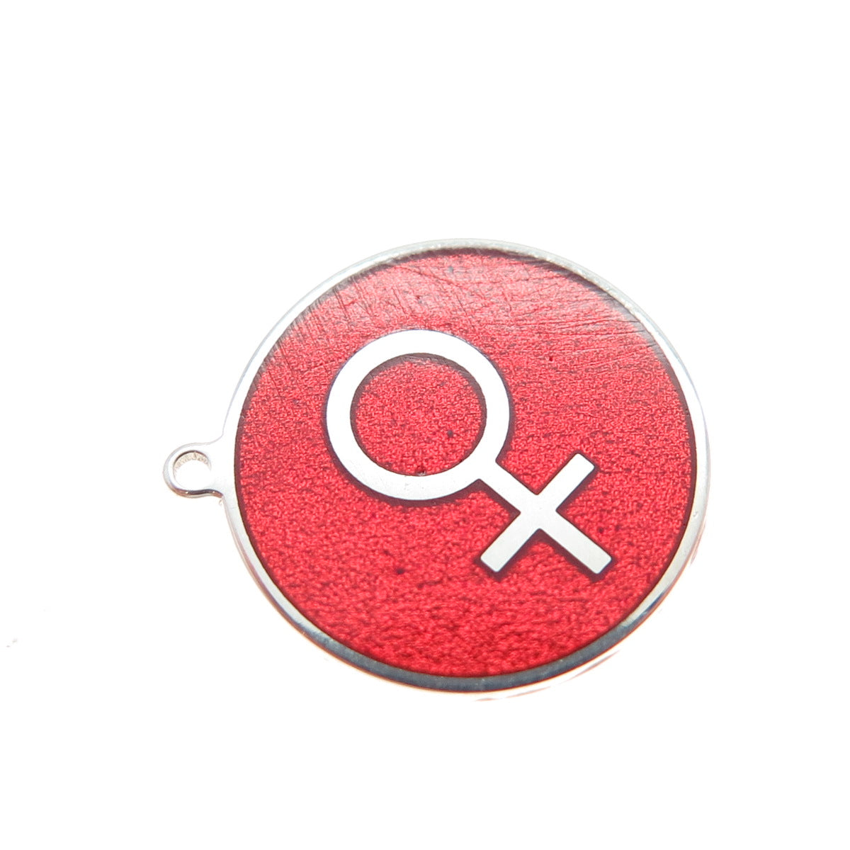 TOKEMOTI 925 Sterling Silver Red Enamel Female Symbol Minimalist Charm Pendant