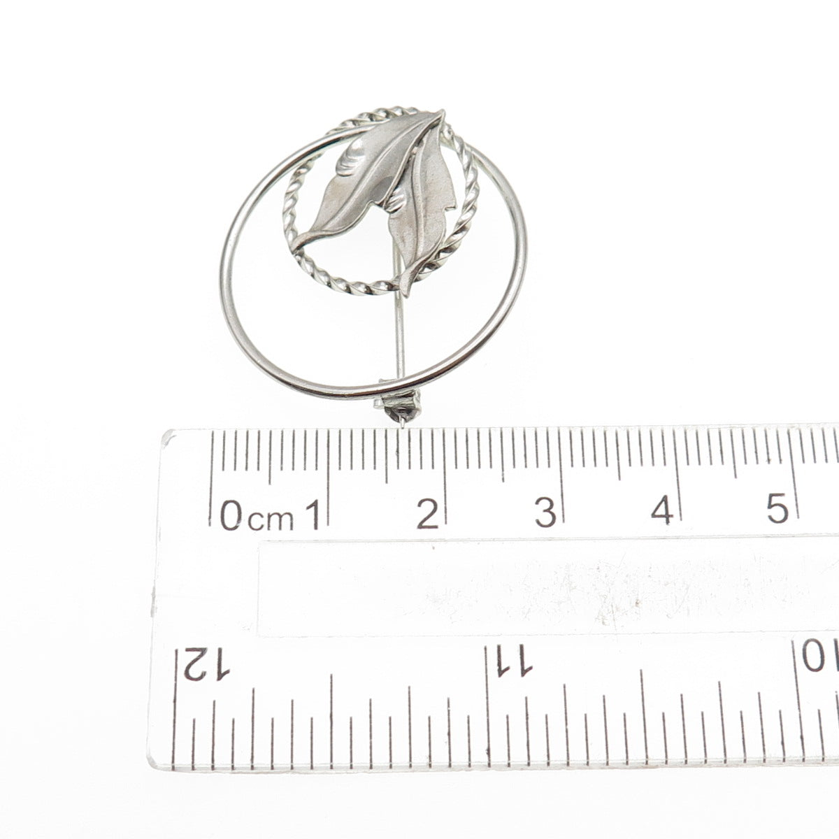 ROMA 925 Sterling Silver Vintage Floral Leaf Oxidized Pin Brooch