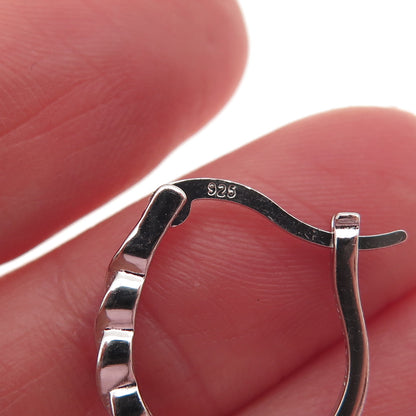 925 Sterling Silver Round-Cut C Z Hoop Earrings