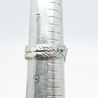925 Sterling Silver Vintage Wrapped Snake Ring 8.25
