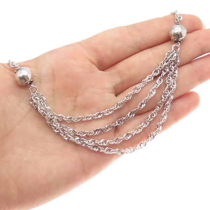 MILOR Sterling Silver Vintage Italy Multi-Strand Singapore Chain Necklace 18"