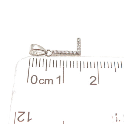 925 Sterling Silver Round-Cut C Z Letter L Initial Mini Charm Pendant