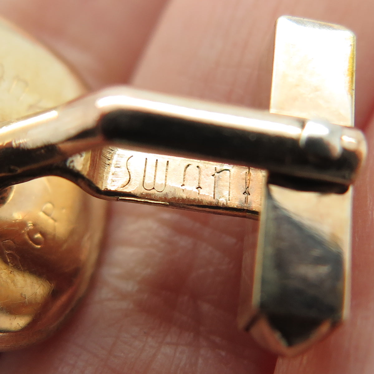 SWANK 1/40 10K Gold Filled Antique Red Glass Cufflinks