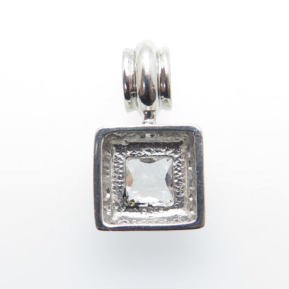 925 Sterling Silver Princess-Cut C Z Charm Pendant