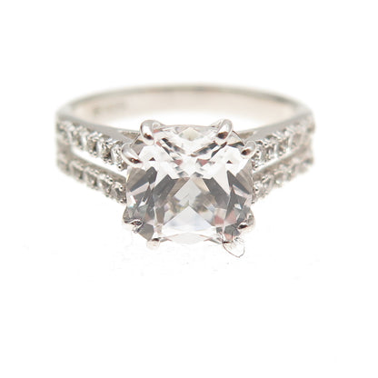 Michelle Albala 925 Sterling Silver Real White Topaz Engagement Ring Size 7.25