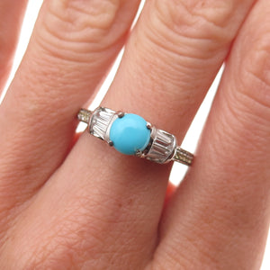 Chuck Clemency 925 Sterling Real Turquoise Yellow & White Topaz Ring Size 6.25