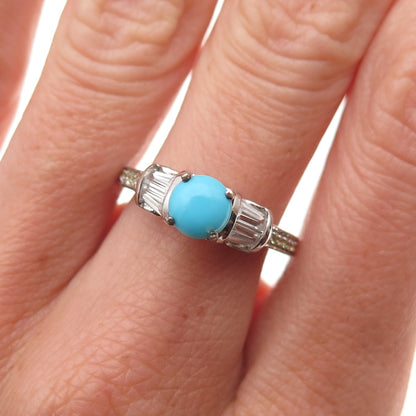 Chuck Clemency 925 Sterling Real Turquoise Yellow & White Topaz Ring Size 6.25