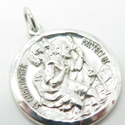 925 Sterling Silver Antique Art Deco St. Christopher Religious Pendant