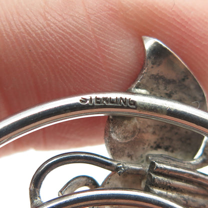 925 Sterling Silver Antique Art Deco Lily Floral Pin Brooch
