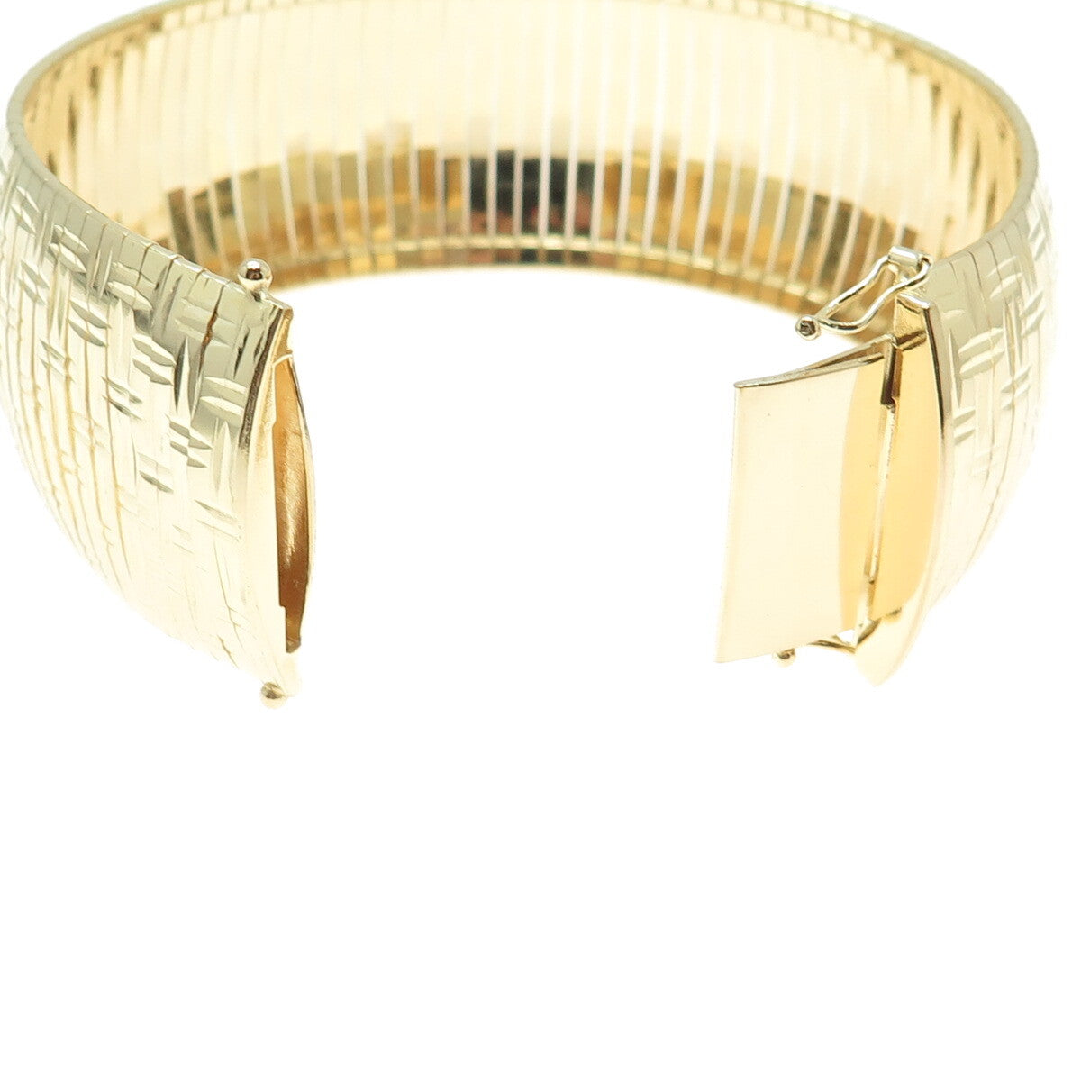 LIRM 925 Sterling Silver Gold Plated Italy Diamond-Cut Bamboo Bar Bracelet 7.5"
