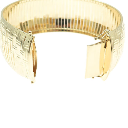 LIRM 925 Sterling Silver Gold Plated Italy Diamond-Cut Bamboo Bar Bracelet 7.5"