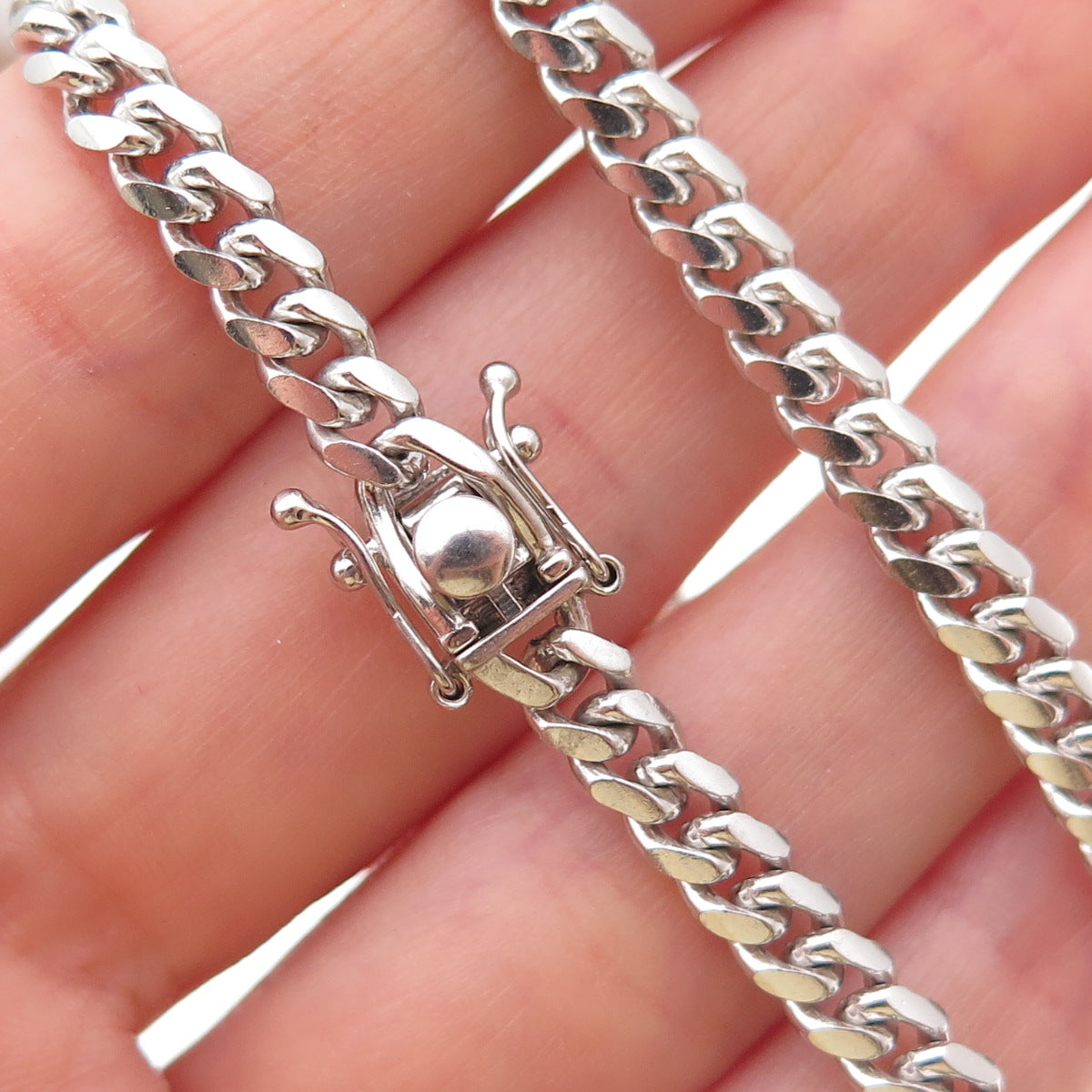 925 Sterling Silver Italy Cuban Chain Necklace 16"
