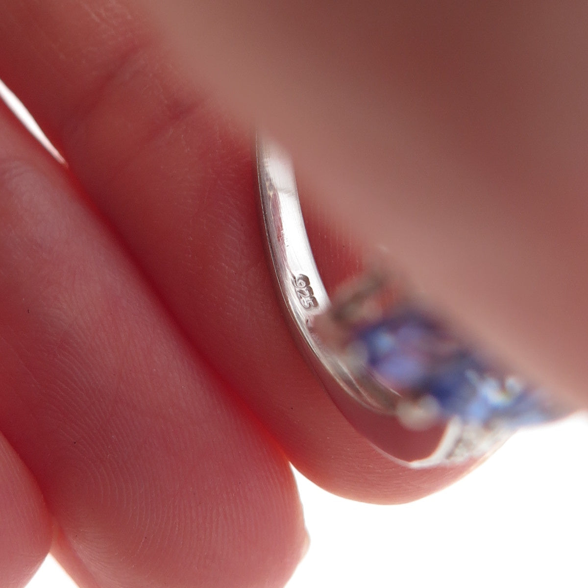 Chuck Clemency 925 Sterling Silver Real Tanzanite & White Topaz Ring Size 8
