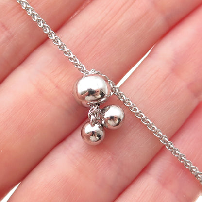 925 Sterling Silver Real Diamond Tennis Link Adjustable Bolo Bracelet 6-8.5"