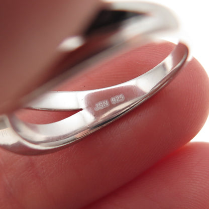 925 Sterling Silver Round-Cut C Z Crisscross Ring Size 7.25