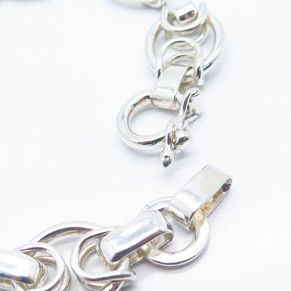 950 Silver Vintage Bar Rolo Link Bracelet 7.5"