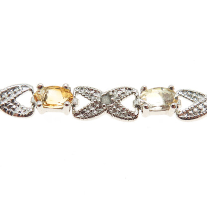 DBJ DEE BERKLE Sterling Silver Real Diamond & Citrine "X" Link Bracelet 7.25"