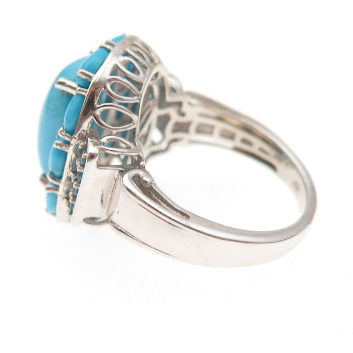 Chuck Clemency 925 Sterling Silver Real Turquoise & Apatite Ring Size 8.25
