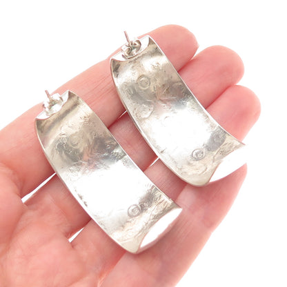 Wilbur Tracy Navajo Old Pawn 925 Sterling Silver Southwestern Half Hoop Earrings