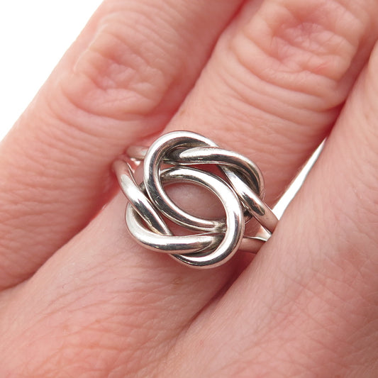 925 Sterling Silver Vintage Interlocked Love Knot Oxidized Ring Size 6