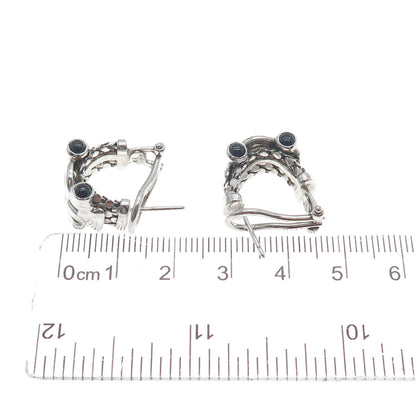 DASAN INC 925 Sterling Silver Vintage Italy Real Black Onyx Omega Back Earrings
