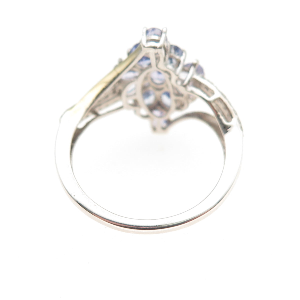 Chuck Clemency 925 Sterling Silver Real Tanzanite Floral Cluster Ring Size 8.25