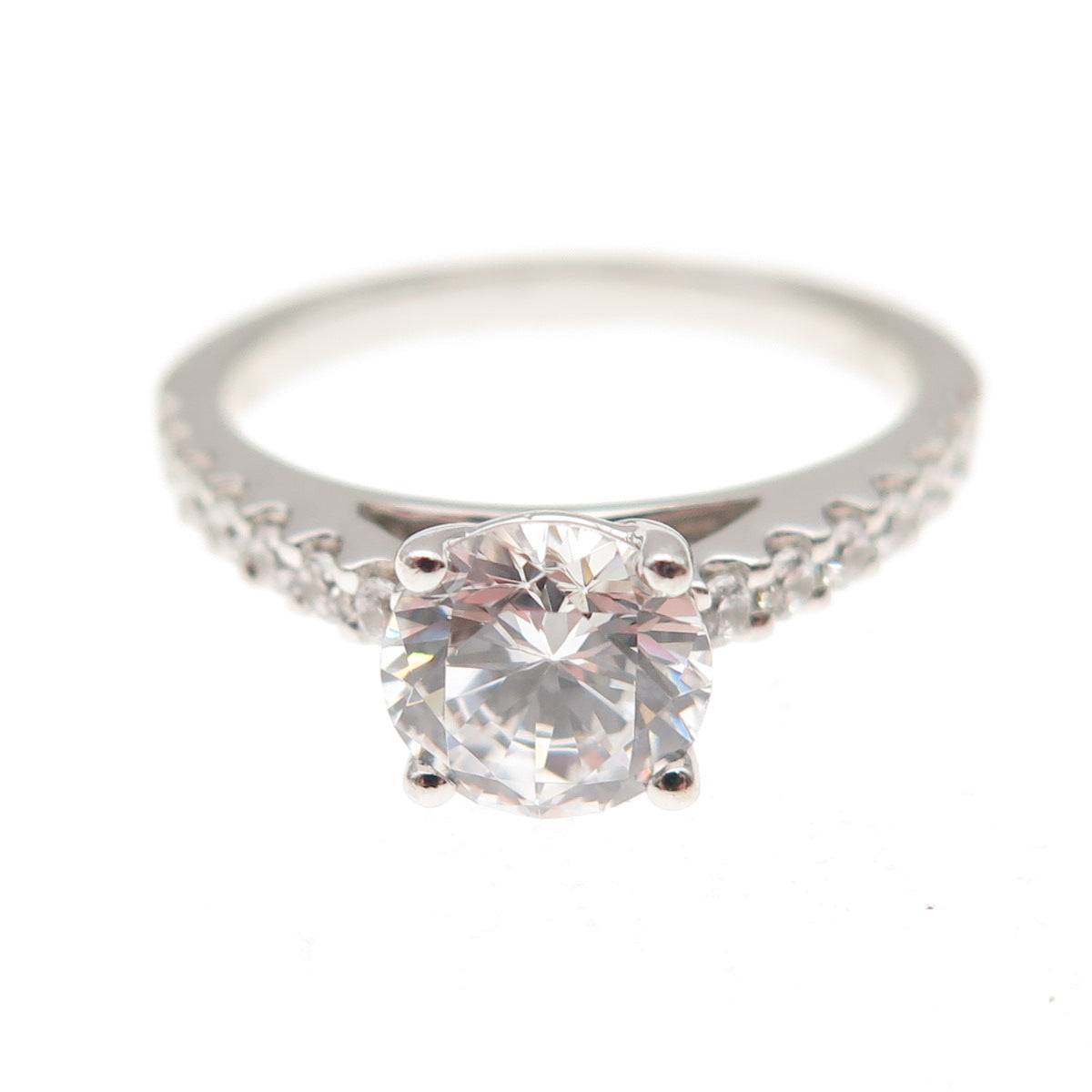 925 Sterling Silver Round-Cut C Z Engagement Ring Size 6.5