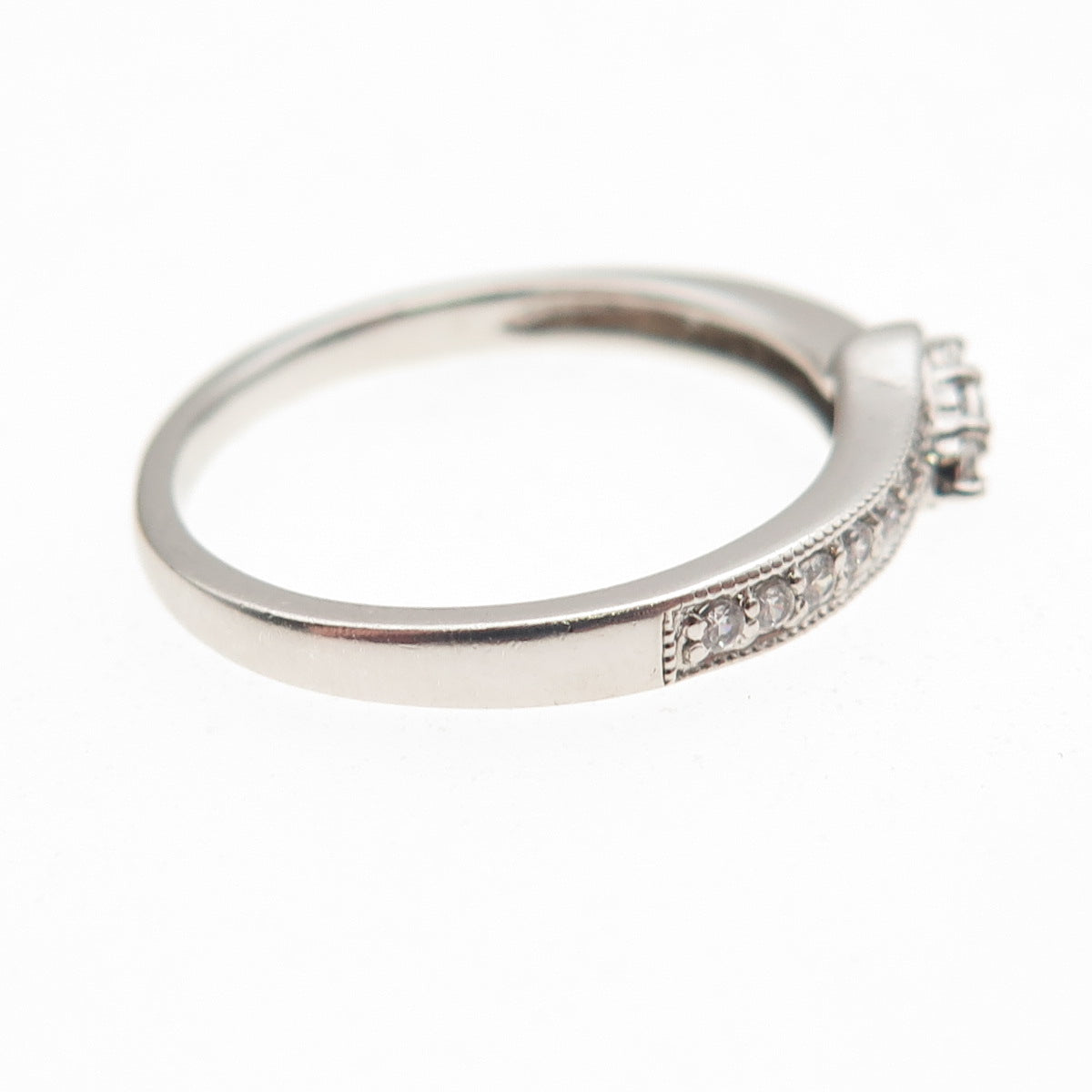 925 Sterling Silver Round-Cut C Z Bypass Ring Size 7.25