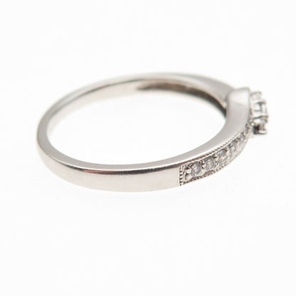 925 Sterling Silver Round-Cut C Z Bypass Ring Size 7.25