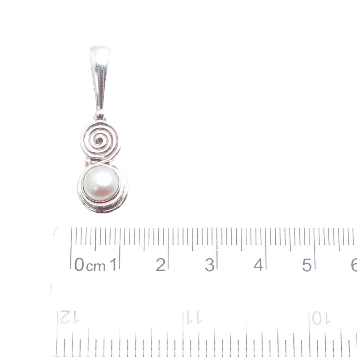 SAJEN 925 Sterling Silver Vintage Real Pearl Spiral Drop Pendant