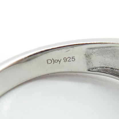 D'JOY 925 Sterling Silver 2-Tone Real Oval-Cut Green Sapphire Ring Size 12