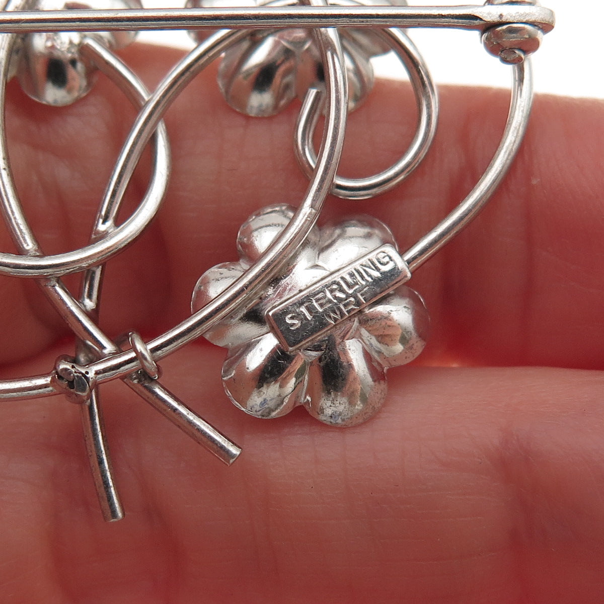 WRE W.E. Richards 925 Sterling Silver Vintage Flower Pin Brooch