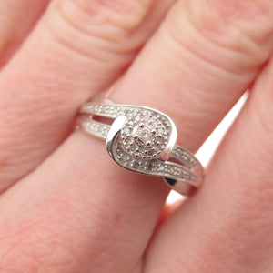 925 Sterling Silver Real Round-Cut Diamond Engagement Ring Size 7