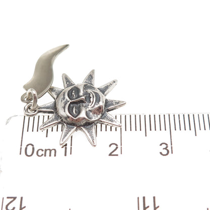 925 Sterling Silver Vintage Oklahoma Sun Face Oxidized Mini Charm Pendant