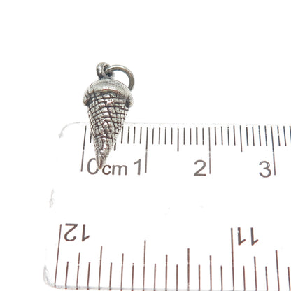 SUNWEST 925 Sterling Silver Vintage Ice Cream Cone Minimalist 3D Charm Pendant