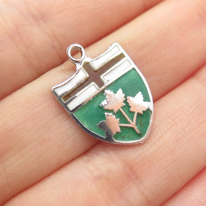 925 Sterling Silver Vintage Enamel Coat of Arms of Ontario Canada Mini Pendant