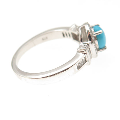 Chuck Clemency 925 Sterling Silver Real Turquoise & White Topaz Ring Size 8.25