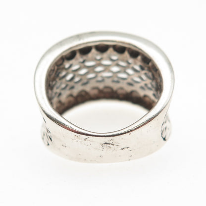 925 Sterling Silver Vintage Modernist Dotted Oxidized Ring Size 5