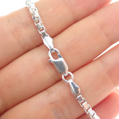 925 Sterling Silver Vintage Italy Box Link Bracelet 6.75"