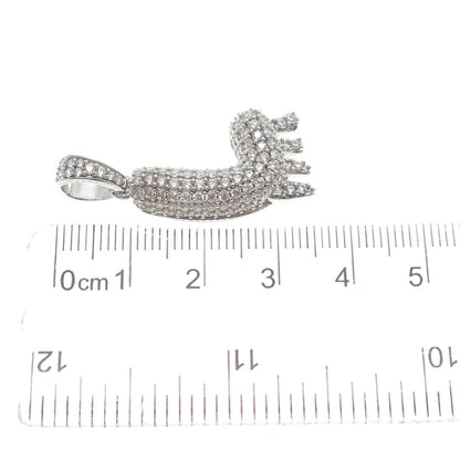 925 Sterling Silver Round-Cut Shaped C Z Letter L Initial Sparkle Pendant